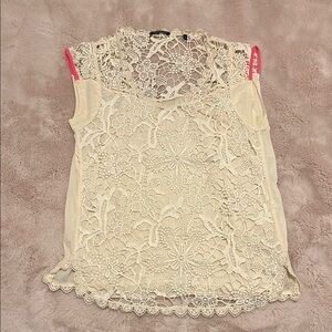 Scotch & Soda Cream Lace Sleeveless Blouse